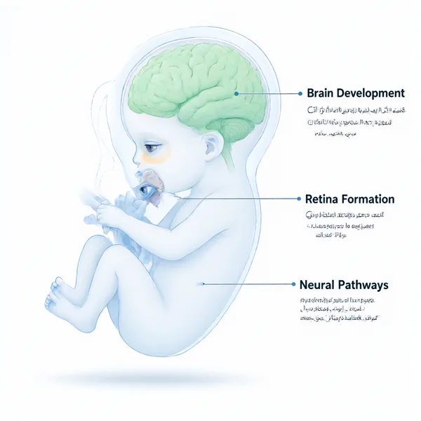 Infographic illustrating the role of DHA and Omega-3 in fetal brain and eye development
