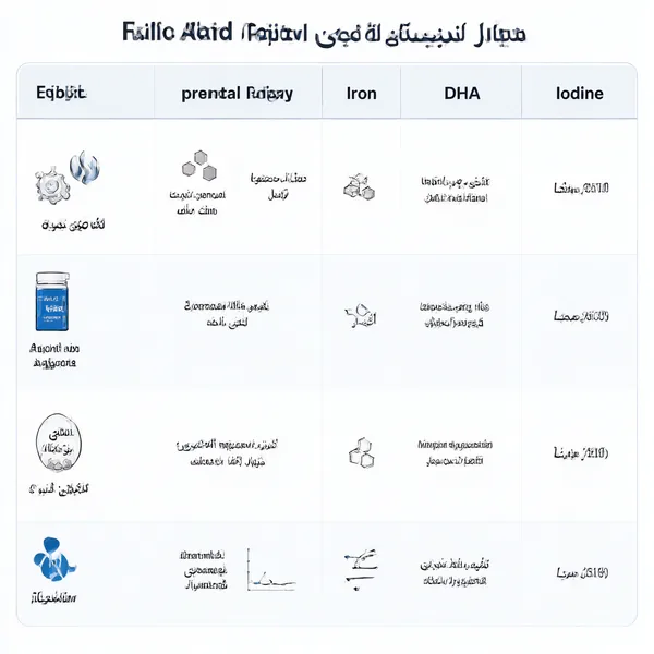 جدول مقایسه ترکیبات مکملهای پریناتال